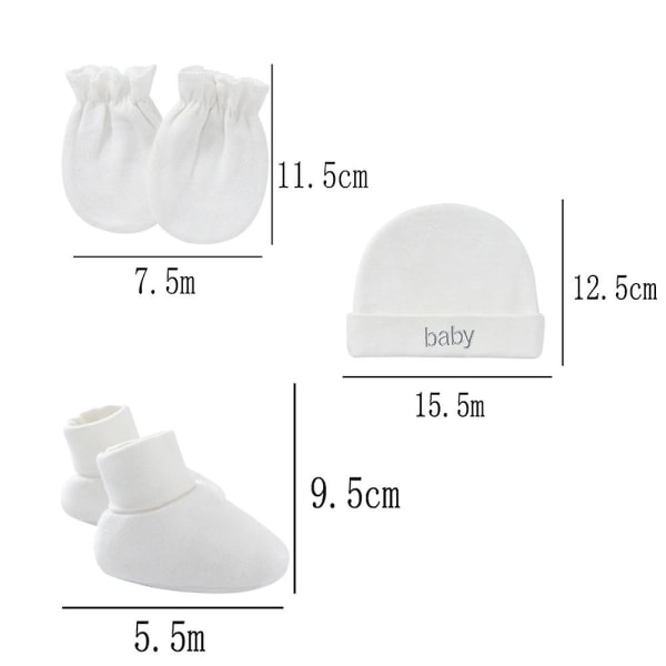 Nyfödd Däckmössa Anti-Scratch Handskar Baby Baby Mössa Anti-Scratch Ansiktshandskar Fotöverdrag White