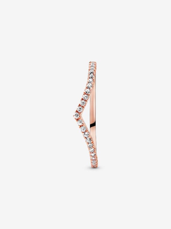 Pandora - Kimaltava Wishbone -sormus - 14k ruusukullattu Circumference: 52mm