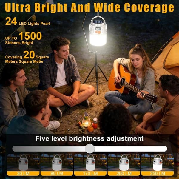 Solar Campinglanterne, Genopladelig Solar Campinglampe til Udendørs Belysning
