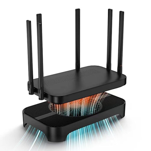 Z-X3 Router Kjølebase Viftebrakett Rack med USB Strøminterface, 140mm Vifte Kjøleribbe Brakett for Router Vert Kjøling