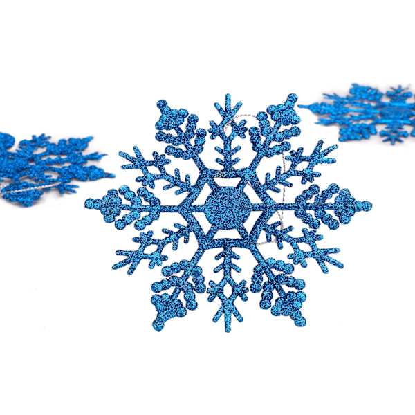 Joulupaketti 12 kpl 10 cm Glitter-Lumhiutaleita Ripustuskoristeita - Joulukoristeet (Kuninkaallinen Sininen)