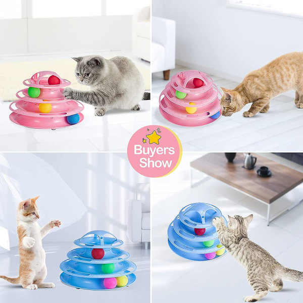 Kattleker Interaktive katteleker for innekatter 4-lags kattetårn (rosa)