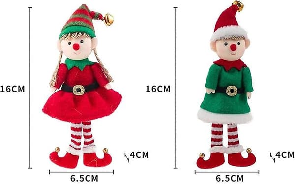 Sæt af 2 Plys Julealfer - Hængende Julepynt - Bilpynt