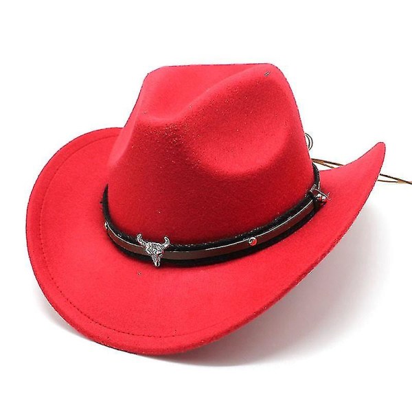 Pureh Cowboy Top Hat Filt Hat Rød Svart Red