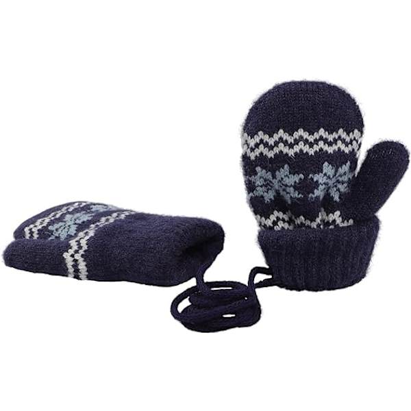 Baby Toddlers Varm Vantar Magic Stretch Vantar Handskar på Snöre Pojkar Flickor Stickade Vantar Tjockna Fleece Foder Nyfödda Vantar Full Finger Vantar