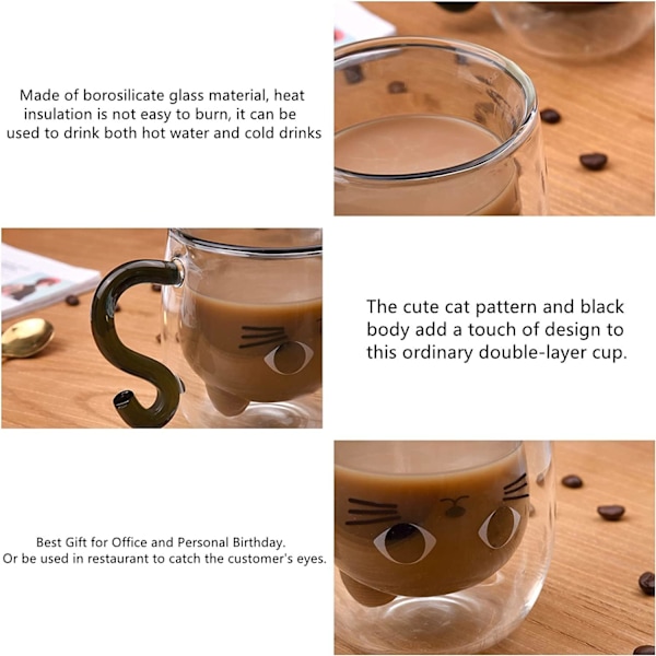 Søt Dobbelvegget Glass Kaffe- og Tekopp, Valentinsdag Morsdag Påske Julgaver til Kone Mamma Jente Lærer Venn, Bursdagsgaveidé