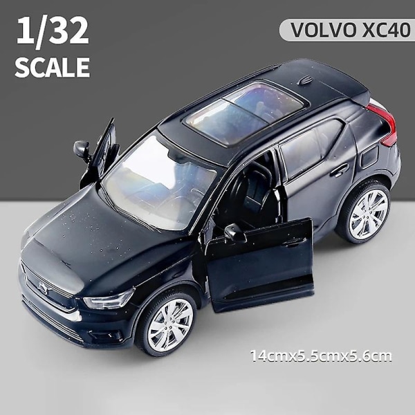 2024 Uusi 1:32 metalliseos Volvo Xc40 SUV Off-road Diecast malli Leluautot Äänivalo Vedettävä Auto Ajoneuvolelut lapsille Black
