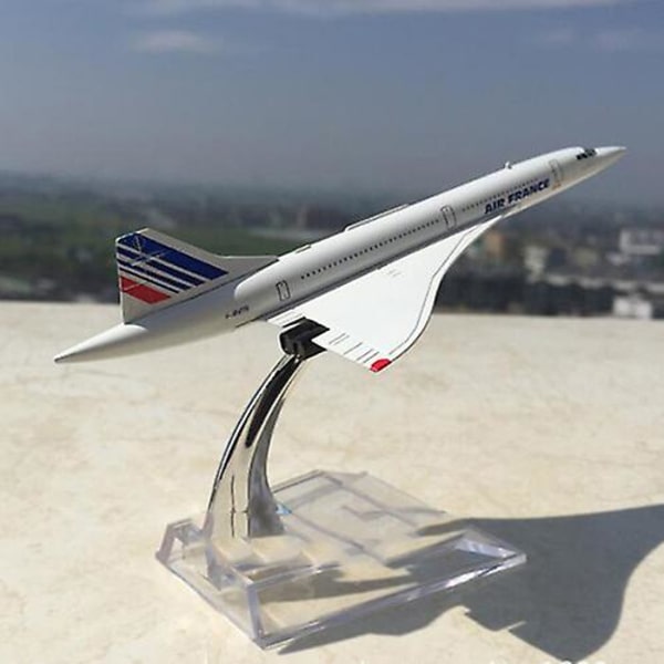 15cm 1:400 Concorde Air France 1976-2003 Flymodel i metal Samleobjekt Legetøjsfly Modelsamling Børn with base