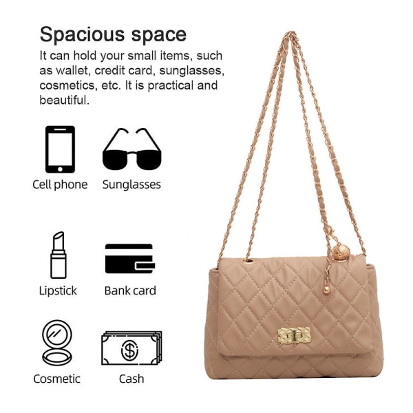 Dam axelväska mode clutch handväska quiltad designer crossbody väska med kedjerem Khaki
