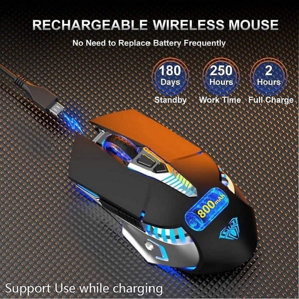 Bluetooth hiiri, ladattava langaton pelihiiri, multi (bt 5.0/3.0+ USB) sivunäppäimillä, Rgb Led -valo Ergonomiset langattomat tietokonehiiret