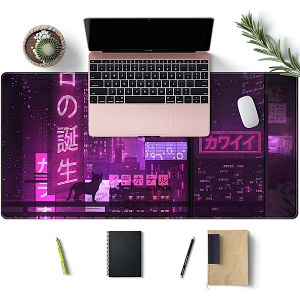 Lilla Gaming Mousepad Japansk Skrivebordsmatte XXL Udvidet Anime Cool Stor Mouse Pad Tastatur Mouse Mat Skrivebordsunderlag til Computer Laptop Gamere 400*900*3mm