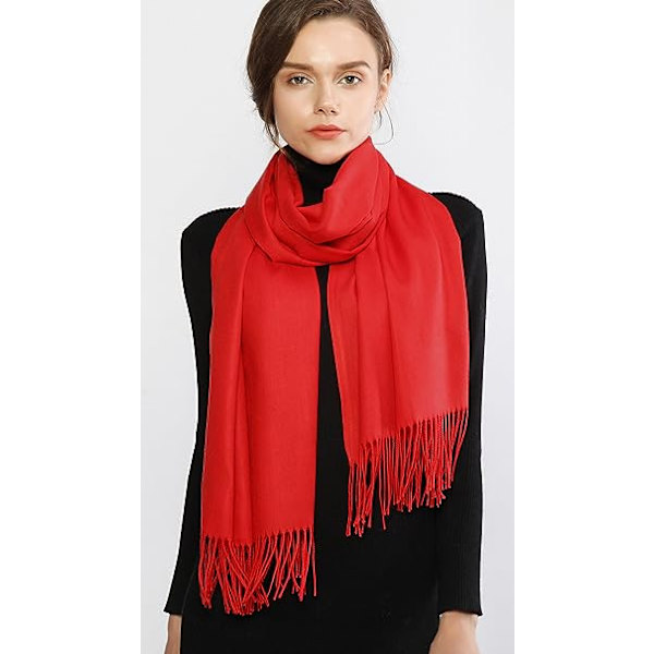 Dames Sjal Pashmina Sjal og Wraps til Bryllup Sjal til Kvinner Vinter(Rød)