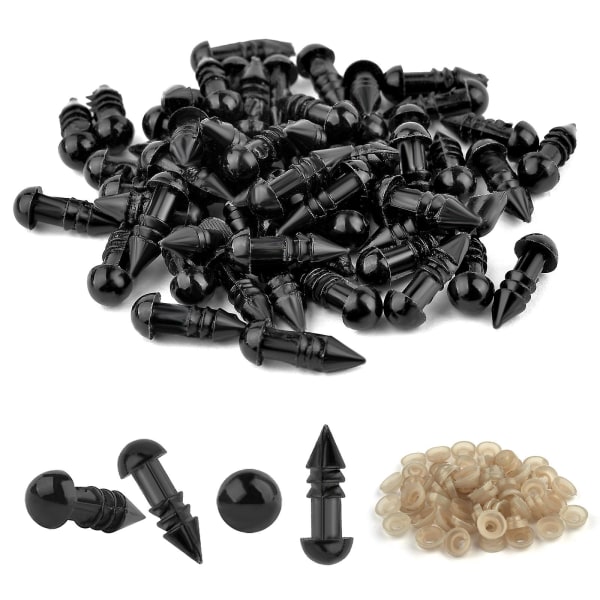 50/100 stk 5-20 mm sort plastik sikkerhedsøjne til legetøj Amigurumi gør-det-selv-kit Håndværk Bamse legetøjsøje til dukkedekorationstilbehør 10mm-50pcs