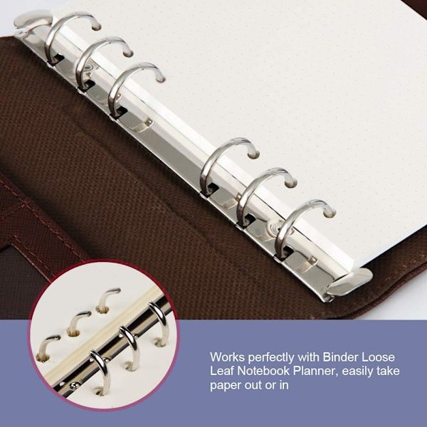 3-pack prickat papper, 135 ark/270 sidor A5 (21 x 14,2 cm) 6-ring refillable anteckningspapper, A5 planerinsatser påfyllningar prickar rutnät papper