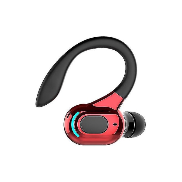 Ny design trådlösa hörlurar med ett öra, Bluetooth 5.1 stereohörlurar med öronkrok för löpning black red