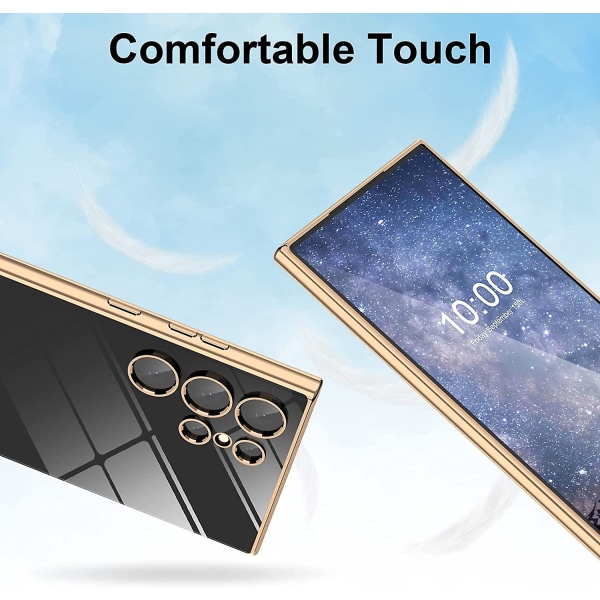 Designet for Samsung Galaxy S23 Ultra-deksel, luksuriøst gullbeleggdeksel forhøyet kantstøtfanger Silikon Støtsikkert telefondeksel, full fallbeskyttelse, myk TPU Standard Black