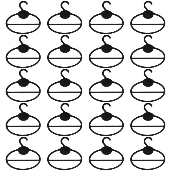 20x Scarf Sjal Slipshållare Organizer Oval Plast Galgar Förvaringsgalgar Svart Storlek: 13,5 cm (längd) 12,5 cm (diameter) 13,5 cm (höjd) x 1,9 cm (krok Mun)