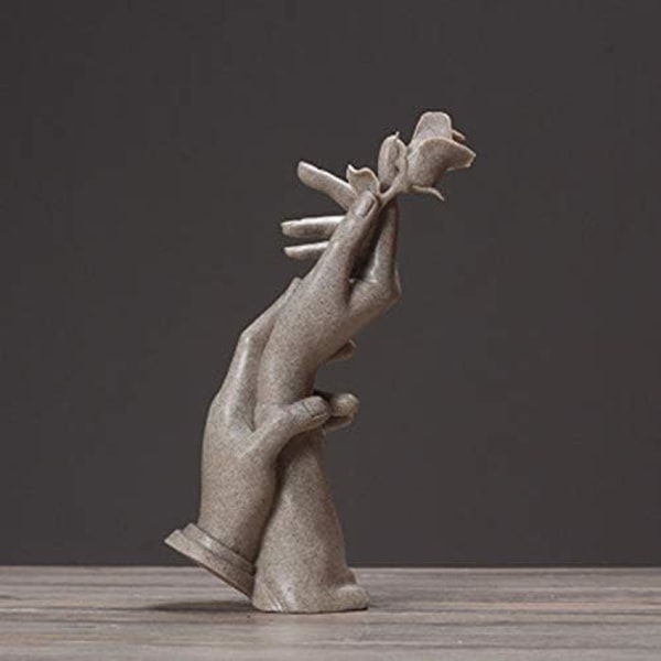 Hemdekor Resin Skulptur Hem Figur Hållande Händer Prydnader Par Bröllop Present Prydnader Grey