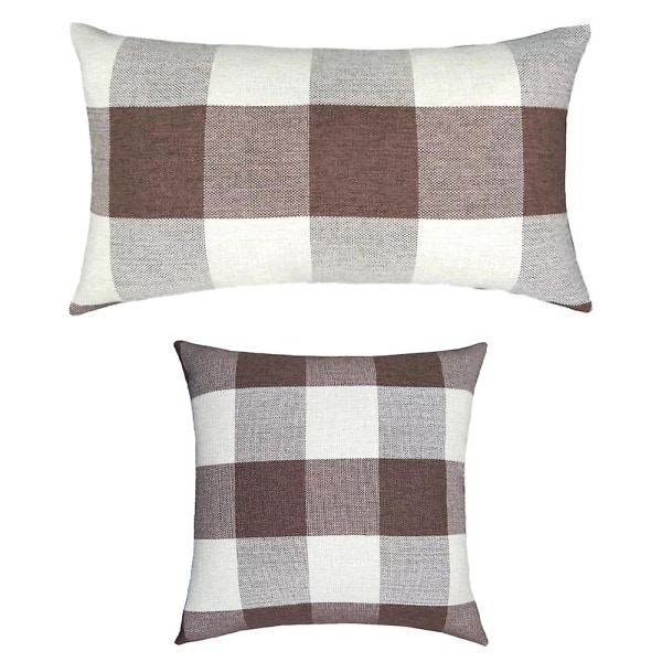 Rustikke putetrekk i bondehus-stil, sett med 2 dekorative putevar i lin for sofa, stil 1 style5
