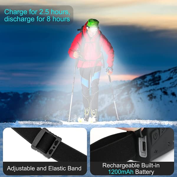 Pakke med 2 hodelykter LED oppladbare USB superlys 600 lumen hodelykt 230 sensor hodelykt 5 lysmoduser lett vanntett hodelykt hodelykt fo