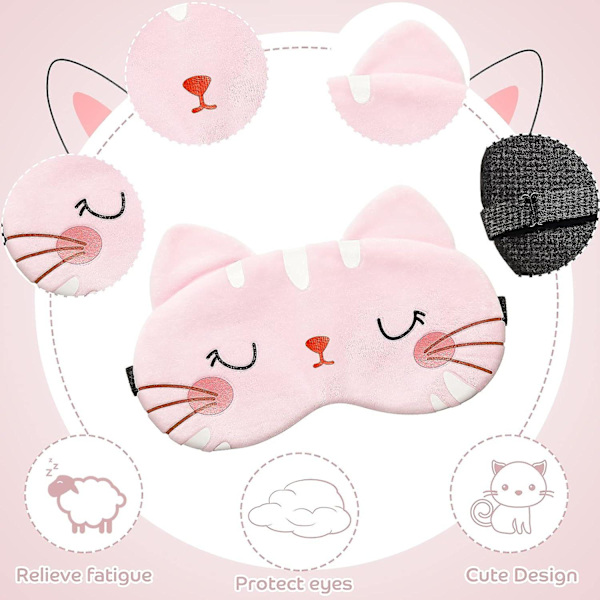 Ögonmask för Sömn 3 Stycken Tecknad Hund Ansikte Ögonskydd Rolig Djur Katt Sovmask Mjuk Lätt Natt Sömn Ögonmasker Kitty Ögonmask Blindf