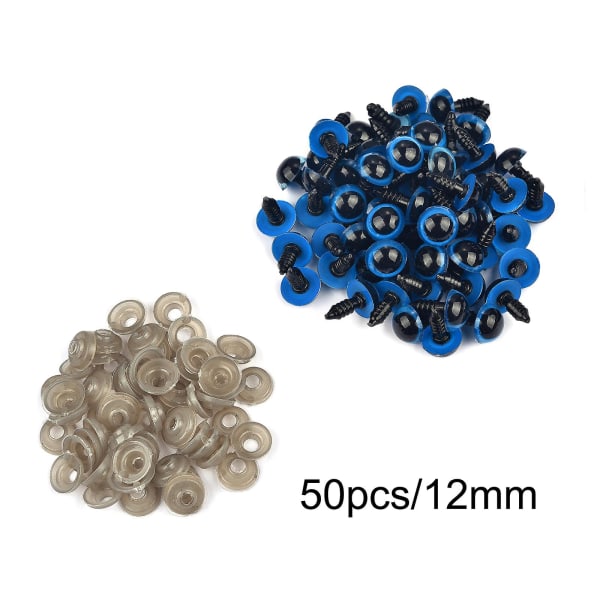 50/100 kpl 5-20 mm musta muovinen suojasilmä leluille Amigurumi tee-se-itse -sarja askartelut Nallelelusilmä nuken koristeluun tarvikkeisiin 12mm-50pcs-blue