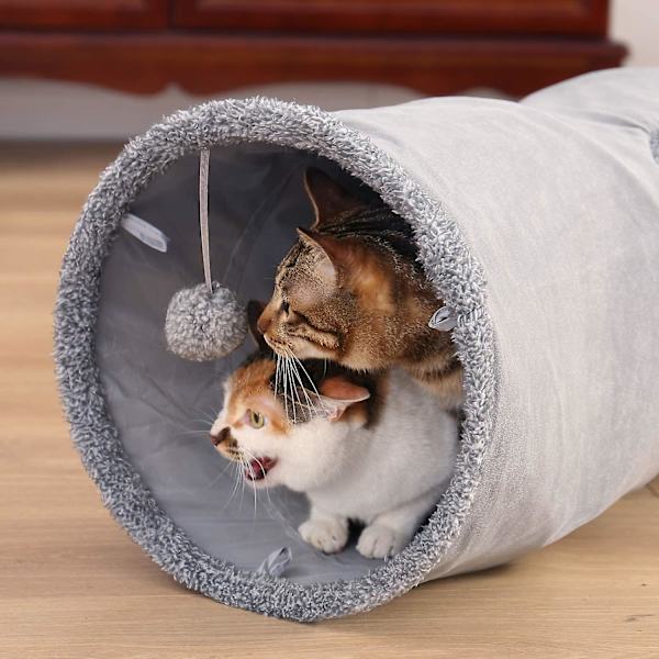 Hopfällbar kattunnel, katt leksakstunnel slitstark mocka gömställe husdjur skrynklig tunnel, S (d-4) 30CM*67CM