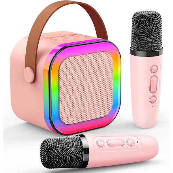 Karaoke-maskin med 2 mikrofoner, for jenter leker 3-15 år gamle jenter gaver barn mikrofon leker for jenter bursdagsgaver mikrofon pink