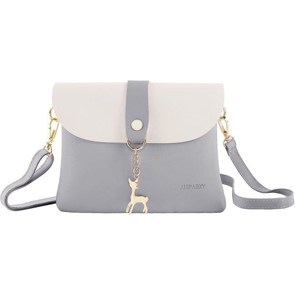 Liten crossbody-veske for jenter, PU-skinn, skulderhåndveske, crossbody-veske, gaver til tenåringsjenter big grey