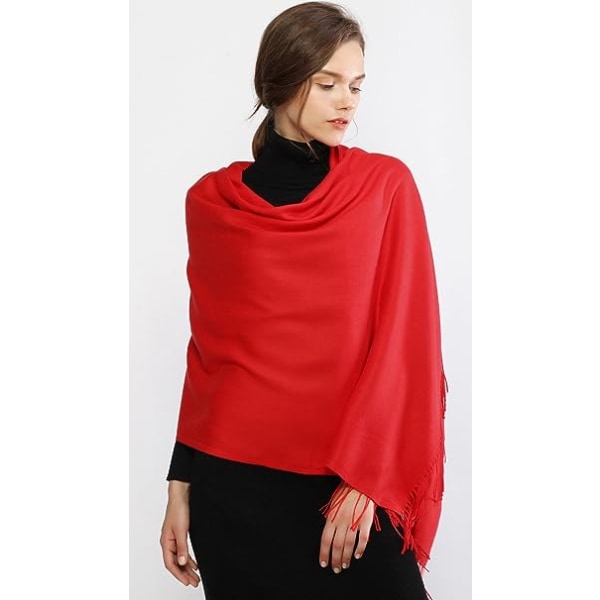Dames Sjal Pashmina Sjal og Wraps til Bryllup Sjal til Kvinner Vinter(Rød)