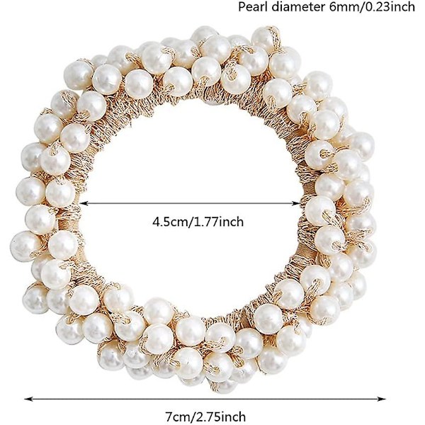 6 stk. Perle Hår Elastik Armbånd Perle Elastisk Hårstrik Perle Hår Scrunchie