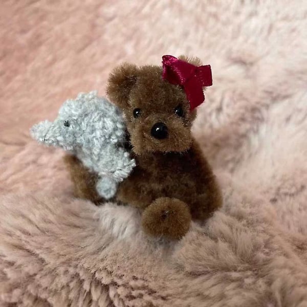 Fyldte bamse bamser mini bamse bamser legetøj søde 4cm mobil taske charm mini bamse små håndværk bamser miniature små gave red bow