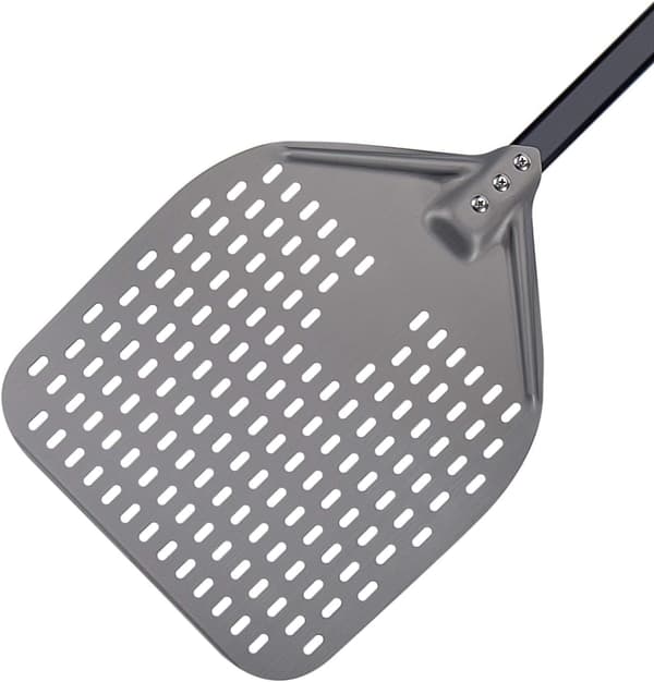 12 tums Perforerad Pizzaspade, Professionell Rektangulär Pizzaspade, Hårdanodiserad Aluminium Vändbar Pizzaugnspade 12x14 tums Blad