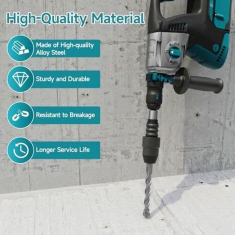 SDS Plus til SDS Max-adapter – 21 cm SDS-Max-adapter laget av robust – SDS Plus til SDS Max-adapter for borhammere og meiselhammere