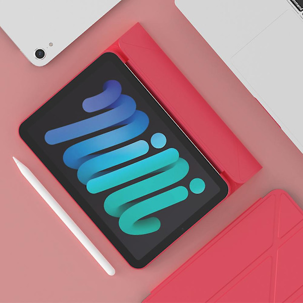 Magneettinen absorptio Origami Smart TPU + PU-nahkainen tablettikotelo iPad minille (2021) Red