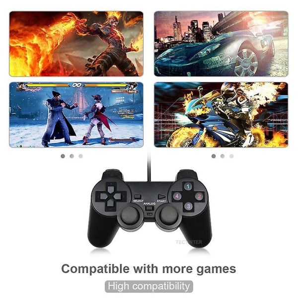 Trådbunden USB PC-spelkontroll för Winxp/win7/win8/win10 för PC-dator bärbar dator Svart Gamepad Joystick A Black 2PCS