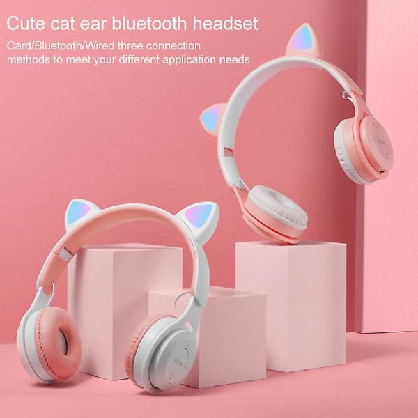 M6 Cat Ears Färgglada tvåfärgade Bluetooth headset Blue