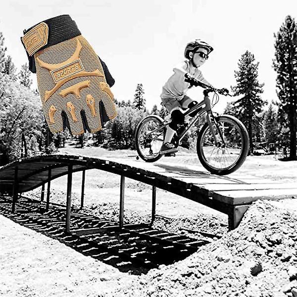 Barn utomhus sport halvfinger halkfria andningsbara handskar 3 to 6 years old Sand color