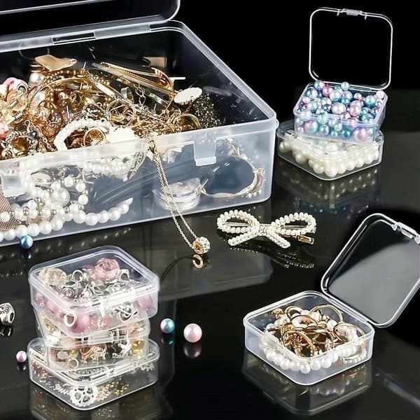 Opbevaringsboks til nanoperler, tilbehør, diamantperler, gennemsigtig organizer til smykker, neglekunst og tilbehør, plastkasse. 30 small boxes + 1 outer box