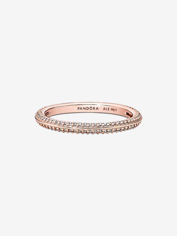 Pandora - P ME Pavé -sormus - 14k ruusukullattu Circumference: 54mm