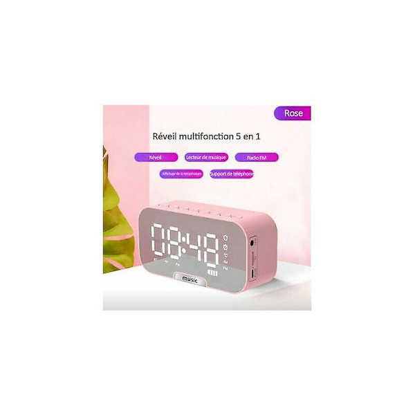 Multifunktionelt ur med Bluetooth-højttaler FM-radio digitalt spejl vækkeur