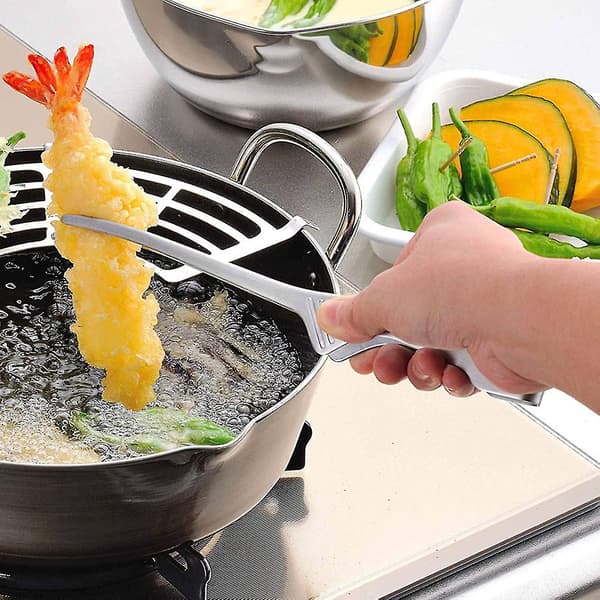 Rustfrie stålklyper for mat, grillklyper, matlagingsklyper, brukt til å snu kjøtt, grilltilbehør (1 stk.)
