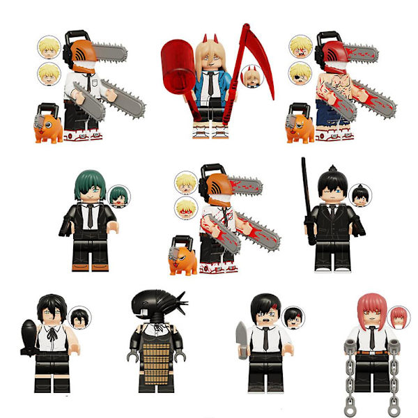 10 stk./sæt Chainsaw Man Mini Figurer Byggeklodser Minifigur Samlet Legetøj til Børn Gaver