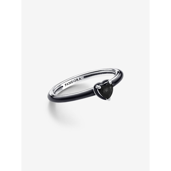 Pandora - P ME Sort Chakra Hjerte Ring - Sterlingsølv Circumference: 52mm