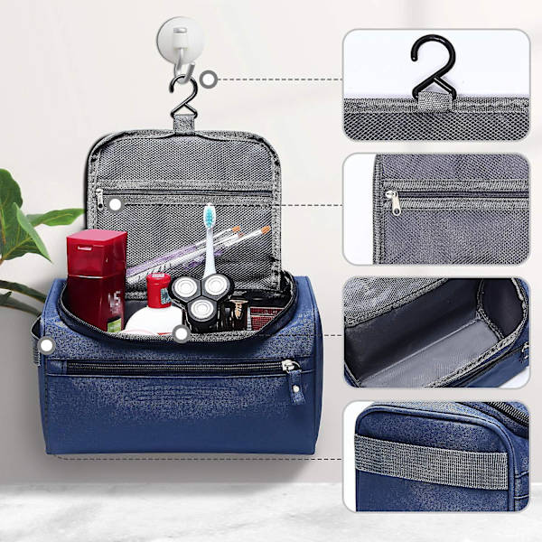Hängande toalettväska för resor, förvaring av duschväska, herrarnas rakväska, Dopp-kit, arrangör med krok