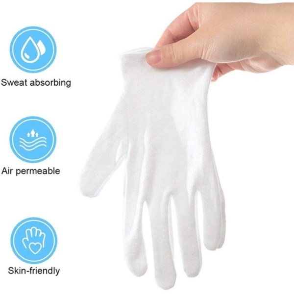 12 par vita mjuka bomullshandskar, stretchiga smycken whiteC S12pcs