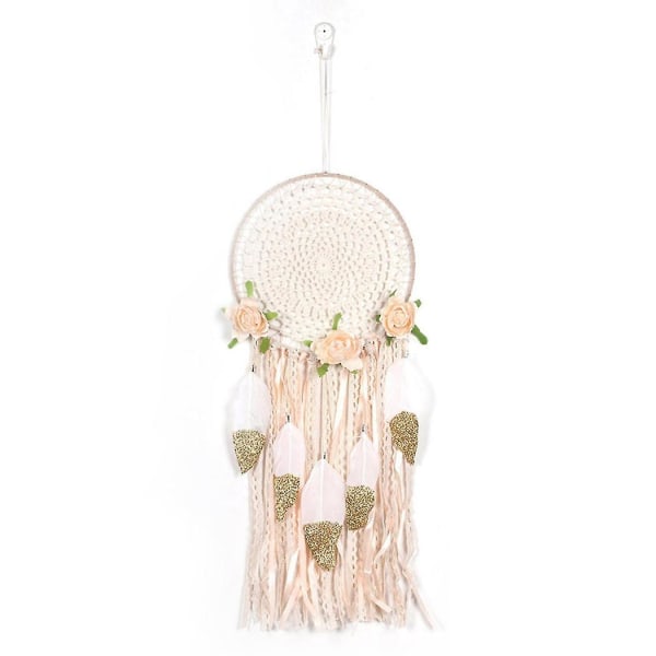 2x Vävda Blomfjädrar Drömfångare Boho Makramé Hängande Drömfångare Diy Vindspel Väggkonst W