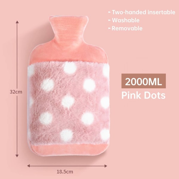 Varmtvannsflaske med deksel, 20L stor gummi-varmtvannsflaske for lindring av menstruasjonssmerter, nakke, skulder, magesmerter, varmer hender og føtter