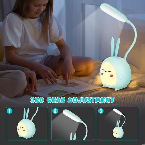 Trådløs skrivebordslampe, barneskrivebordslampe, LED-skrivebordslampe, USB oppladbar, gave til gutter og jenter, blå