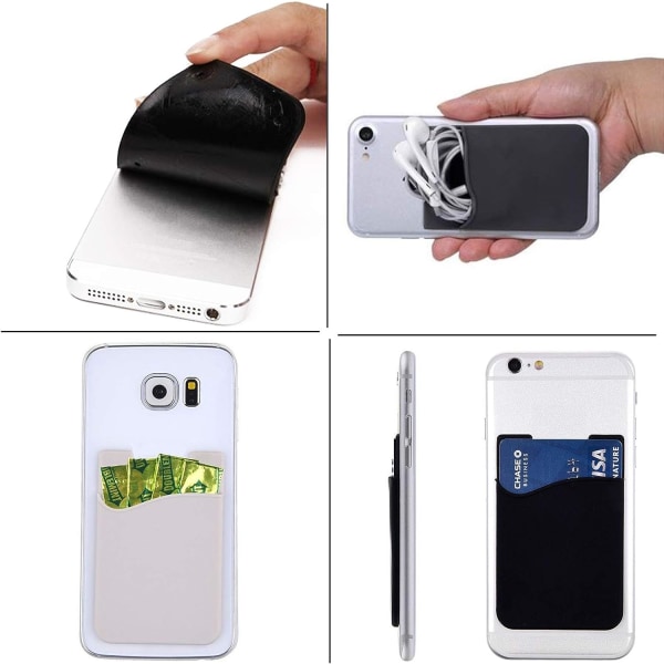 4kpl puhelinkorttipidike 3M liimapuikko puhelimen case , silikoninen ohut korttikotelon tasku, jossa korttikotelot puhelimelle yhteensopivalle (4 väriä)